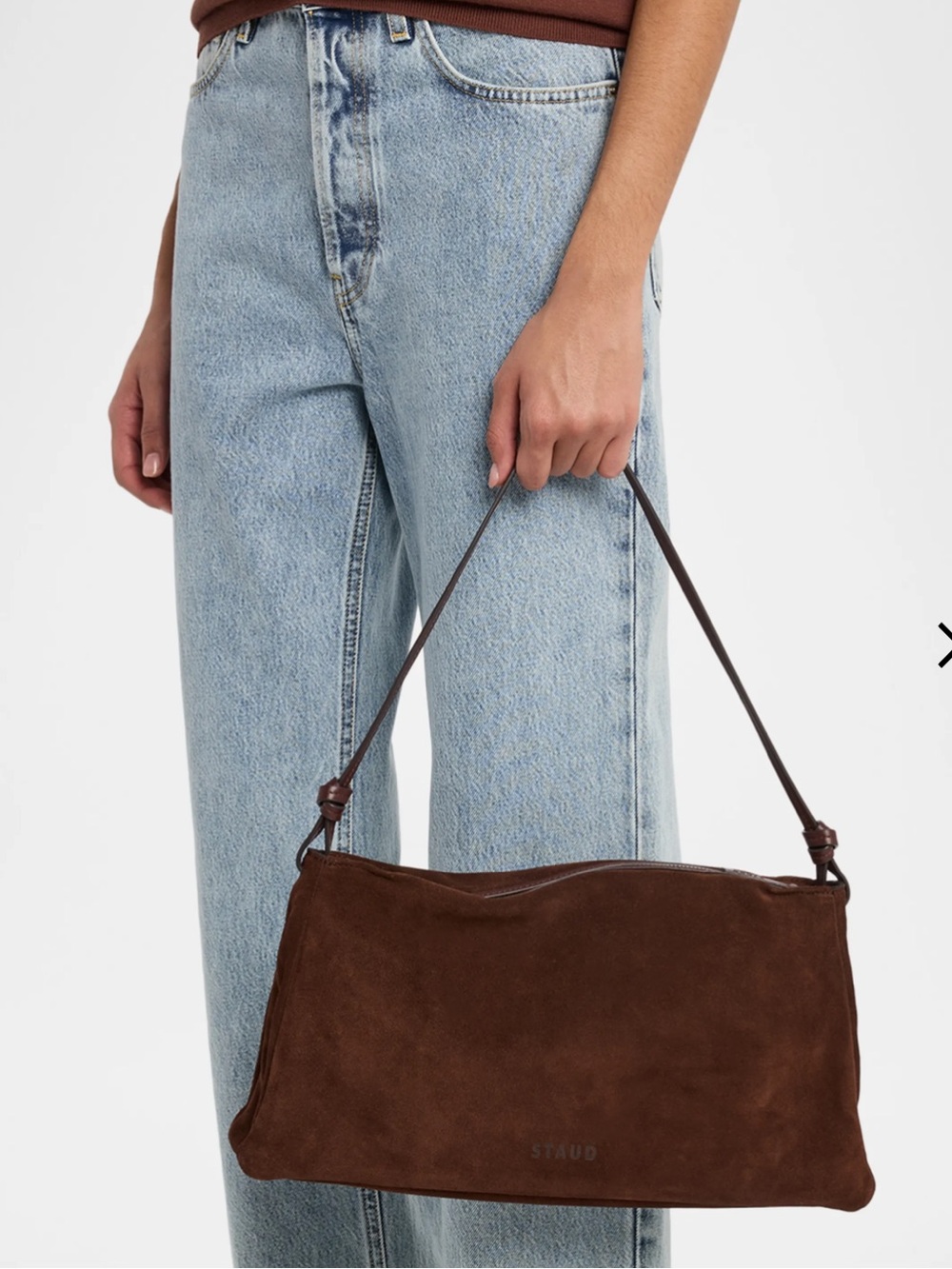 STAUD Brown Suede Shoulder Bag - Picture 2 of 3